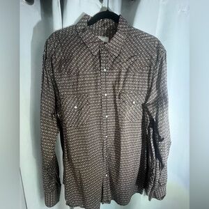 Utility mens long sleeve XXL Pearl Snap Western brown